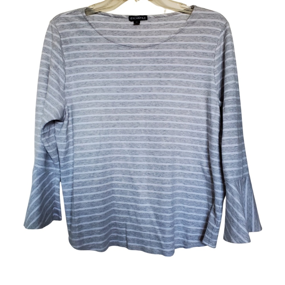 J. Crew Cotton Petal Sleeve Stripe Top